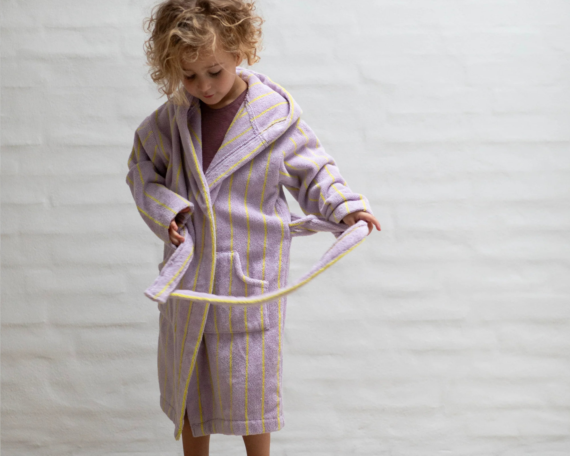 Bongusta - Bathrobe kids NARAM Lilac & neon yellow - 5 - 7 years - Lilac & neon yellow