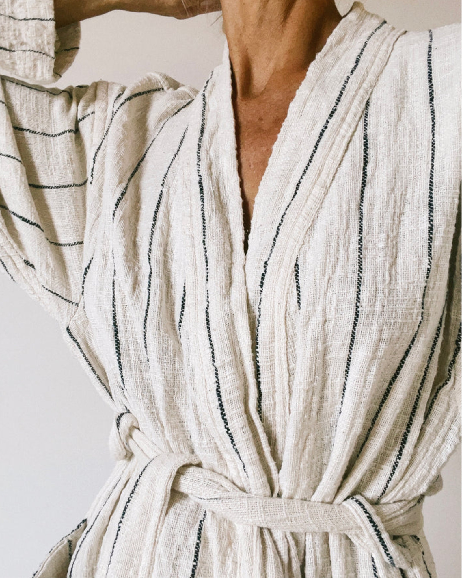 Mizar & Alcor - Bathrobe SURO Natural/navy - ME/LA - Natural/navy