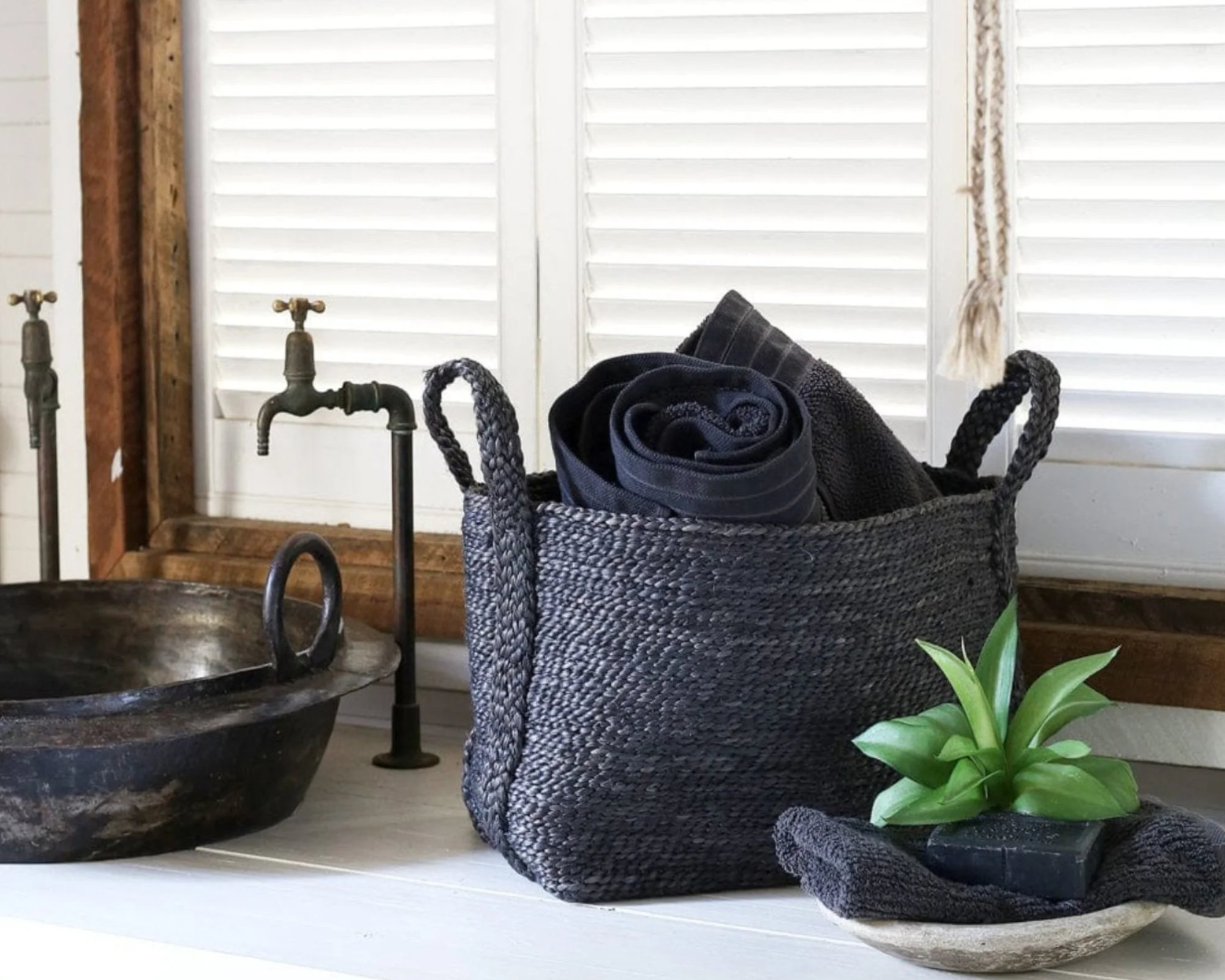 The Dharma Door - Laundry basket BASKET Charcoal - SM - Charcoal