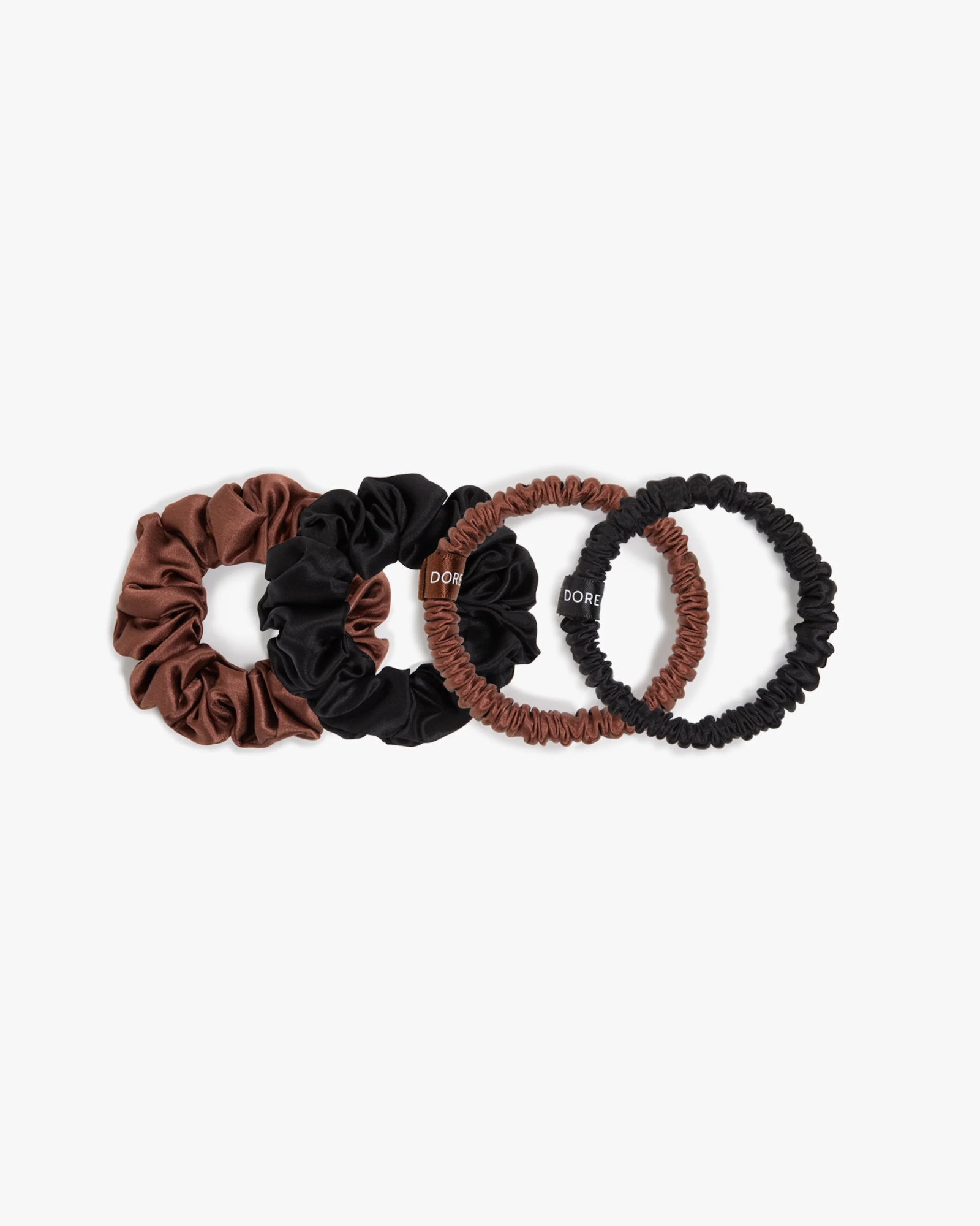 PREMIUM SILK Terre d'ombre scrunchie set de 4